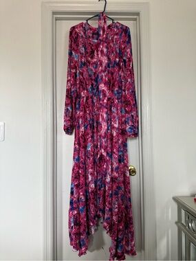 Scoop Pink & Blue Watercolor Maxi Dress